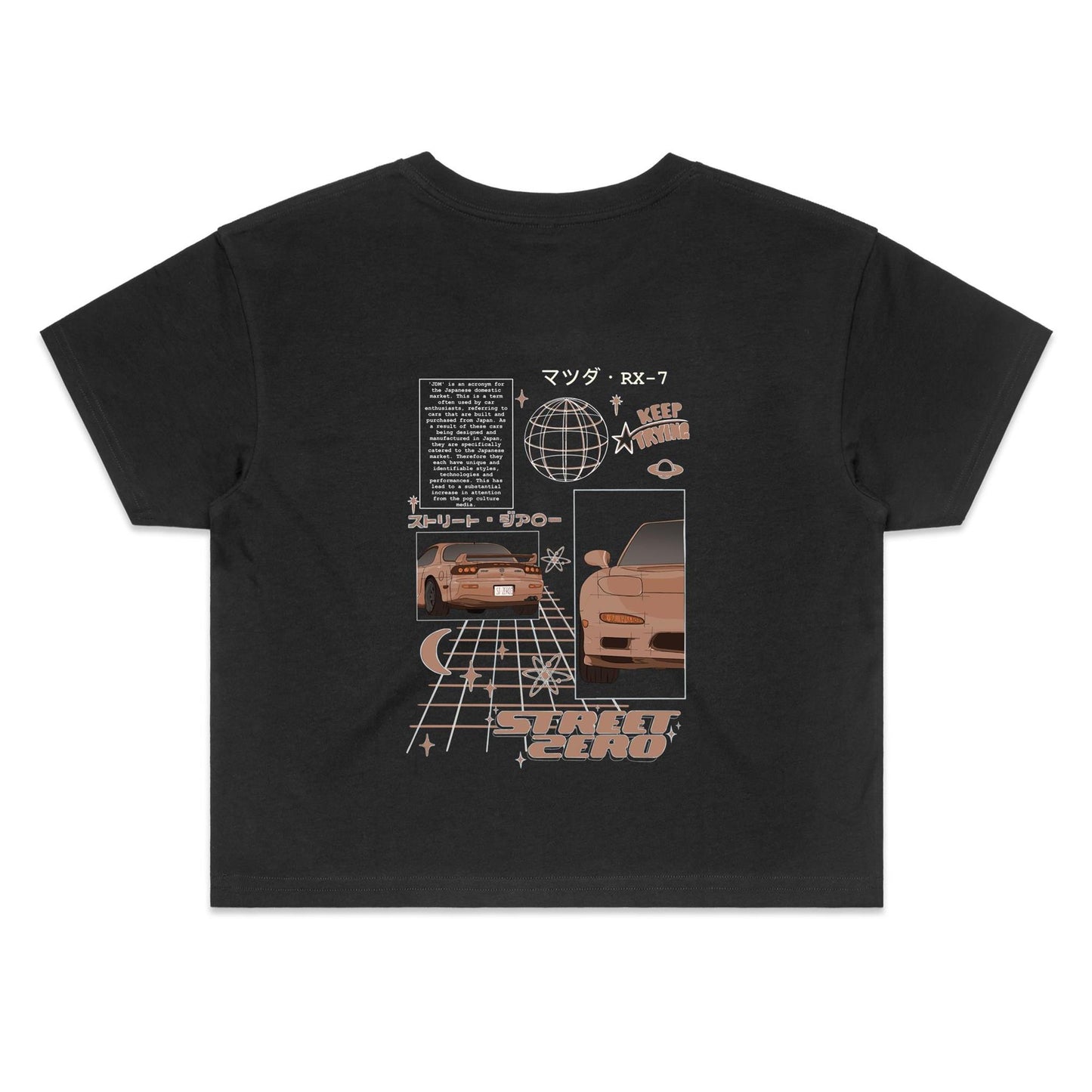 Y2K RX7 Crop Tee - Black